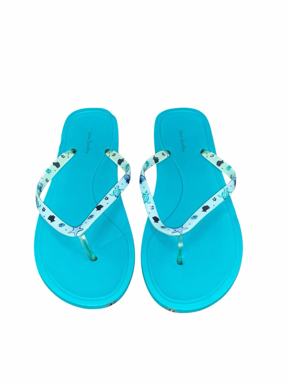 Vera Bradley Flip Flops Women’s Size 8 Aqua Blue Beach Coastal Sea Turtle Sandal